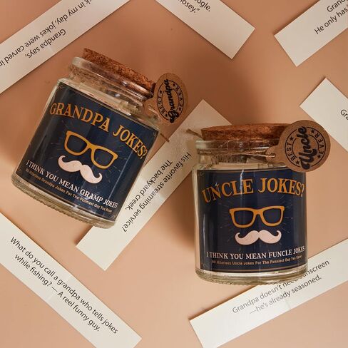 Grandpa Gifts, Gifts for Grandpa, Birthday, Christmas, Fathers Day Gift From Grandkids, Decorative Glass Jar with 90 Jokes in Kuwait