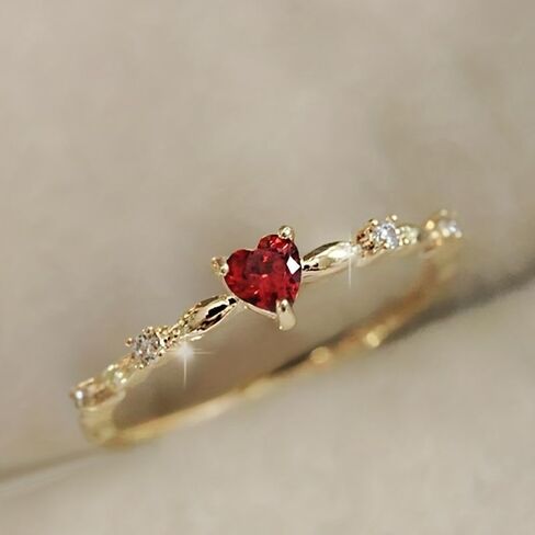 Exquisite Elegant Ring Heart Red Zirconia Design for Women Daily Date Holiday Valentine's Day Jewelry Gift in Saudi Arabia