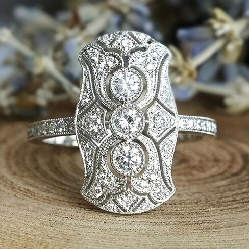 White Gold Plated Cubic Zirconia Elegant Shinning Statement Ring Personalized Accessory Ideal for Women's Daily Casual Wear Party Holiday Anniversary Love Jewelry Gift in Saudi Arabia