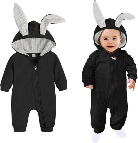 AGQT Babys Bunny Costume One Piece 3D Rabbit Ear Easter Halloween Costume Size 0-24 Months in Saudi Arabia