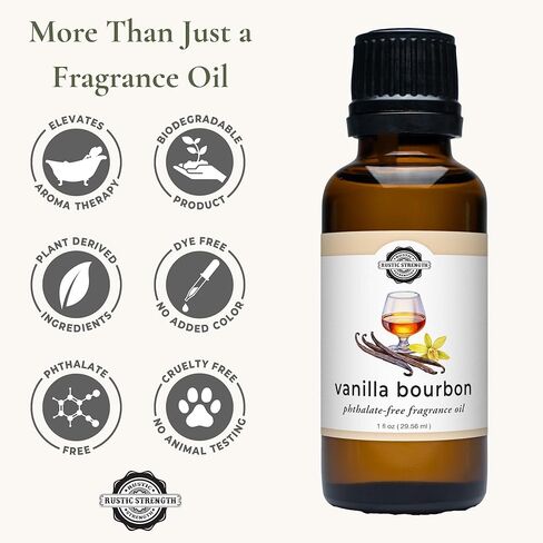 زيت عطري خالٍ من الفثالات بقوة ريفية، بوربون الفانيليا، غير سام، متوافق مع الدعامة 65، آمن للمنزل والغسيل والاستخدام الشخصي، 1 أونصة in Kuwait