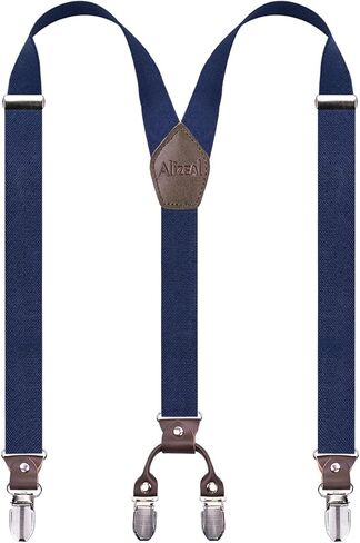 Mens 1 Inch Elastic Adjustable 4 Clips Solid Classic Y Shape Suspenders in Saudi Arabia