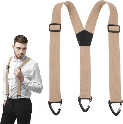 Hidden Suspenders for Men, 1.5" Y-Back Belt Loop Suspenders Design Under Clothes with 3 Snap Loop Clips Wide Elastic Under Clothing Suspender for Suits Jeans in Saudi Arabia