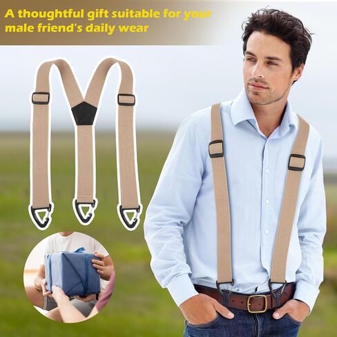 Hidden Suspenders for Men, 1.5" Y-Back Belt Loop Suspenders Design Under Clothes with 3 Snap Loop Clips Wide Elastic Under Clothing Suspender for Suits Jeans in Saudi Arabia
