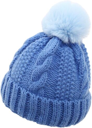 Toddler Boys Girls Warm Beanie Winter Hat for Kids Cozy Kint Pom Pom Beanies in Saudi Arabia