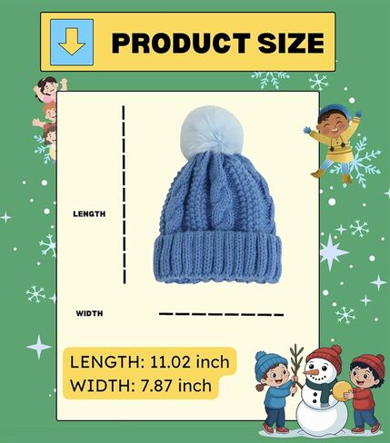 Toddler Boys Girls Warm Beanie Winter Hat for Kids Cozy Kint Pom Pom Beanies in Saudi Arabia