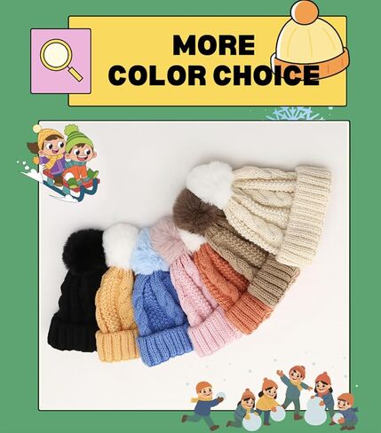 Toddler Boys Girls Warm Beanie Winter Hat for Kids Cozy Kint Pom Pom Beanies in Saudi Arabia