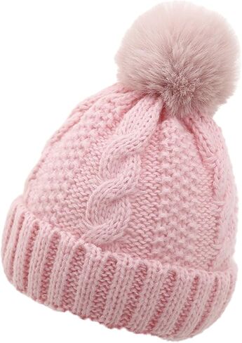 Toddler Boys Girls Warm Beanie Winter Hat for Kids Cozy Kint Pom Pom Beanies in Saudi Arabia