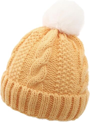 Toddler Boys Girls Warm Beanie Winter Hat for Kids Cozy Kint Pom Pom Beanies in Saudi Arabia