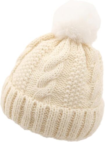 Toddler Boys Girls Warm Beanie Winter Hat for Kids Cozy Kint Pom Pom Beanies in Saudi Arabia