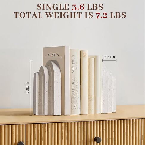 Book Ends for Heavy Books, Beige Modern Pleasing Layered Arch Design Aesthetic Bookend Decorative, Concrete Book Ends to Hold Books Heavy Duty for Bookshelf Decor, Home Decor, Office Decor in Saudi Arabia