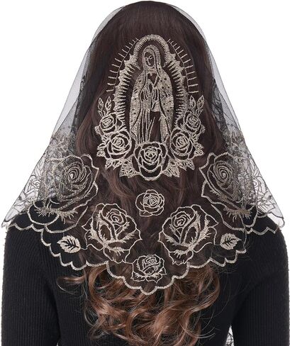 Bozidol Church Veils for Women Catholic, Triangle Our Lady of Guadalupe Lace Mantilla Chapel Veil Latin Mass Head Coverings in Saudi Arabia