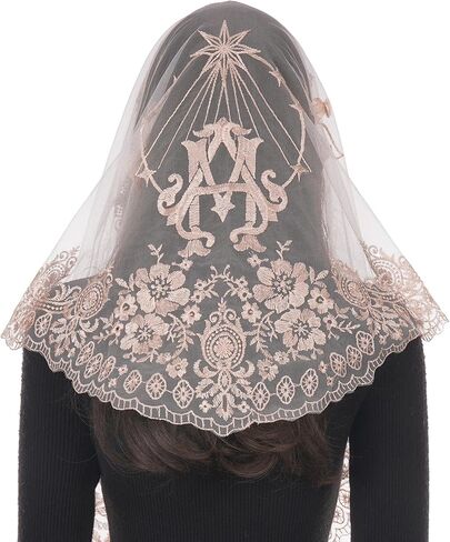 Bozidol Lace Virgin Mary Mantilla Chapel Veil, Catholic Veils for Women, Spanish Head Covering Marian Angels in Saudi Arabia