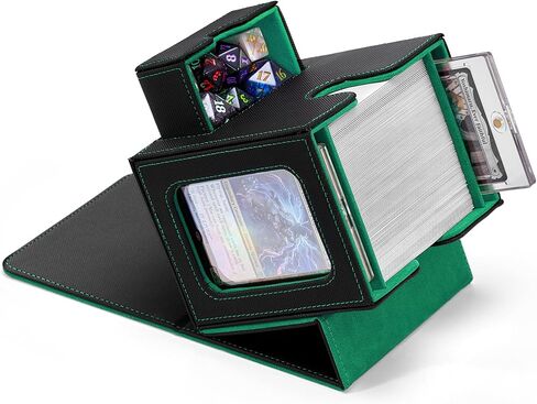 صندوق MTG Commander Deck Box مع شاشة قائد مزدوجة، صندوق بطاقات حاصل على براءة اختراع يناسب 100 بطاقة مزدوجة الأكمام، صندوق MTG مع صينية نرد، 2 مقسم، 2 حامل مغناطيسي، وردي وأسود in Kuwait