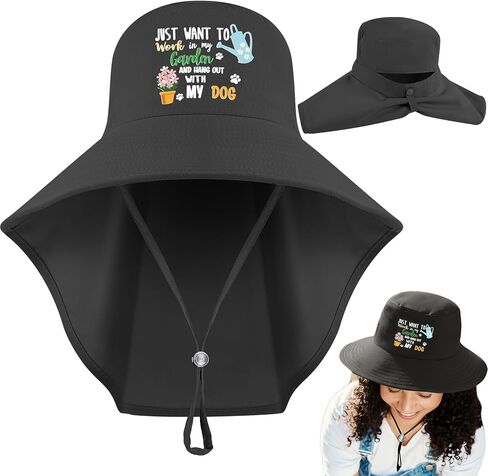 Garden Hair Don't Care Hats for Women Sun Protection Wide Brim Cooling Adjustable Washable Cotton Embroidered Hat with Neck Flap for Gardening, Beach, Fishing, Hiking, Outdoors Beige in Saudi Arabia