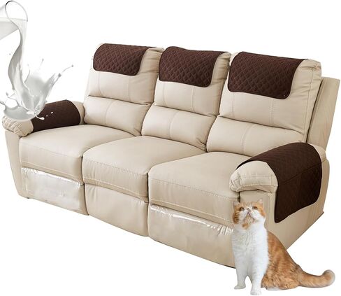 غطاء ذراع الكرسي بذراعين، غطاء مسند الرأس للأريكة المريحة، غطاء ذراع الكرسي المبطن مع جيوب، واقيات للأريكة مقاومة للماء وغير قابلة للانزلاق، كلب أليف (جمل، مقعد واحد 3 قطع) in Kuwait