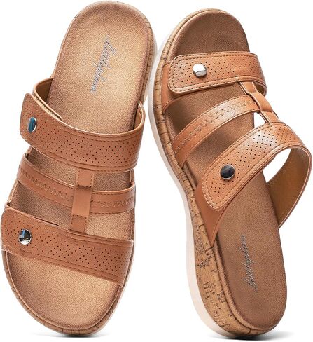 Littleplum Women Slides Sandals Arch Support Open Toe Walking Comfy Low Wedge Slides Adjustable Summer Shoes for Beach,Travel in Saudi Arabia