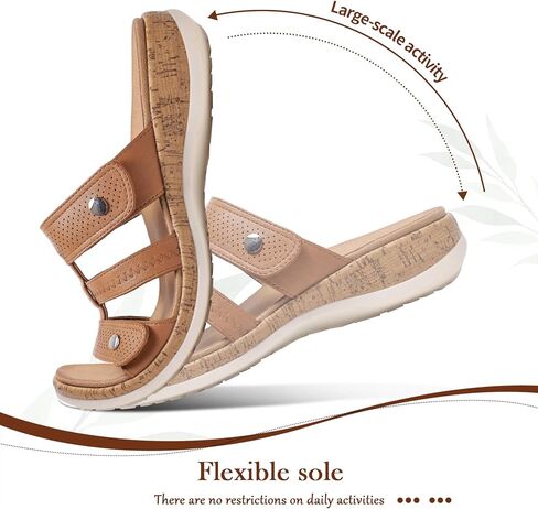 Littleplum Women Slides Sandals Arch Support Open Toe Walking Comfy Low Wedge Slides Adjustable Summer Shoes for Beach,Travel in Saudi Arabia