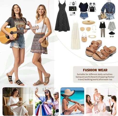 Littleplum Women Slides Sandals Arch Support Open Toe Walking Comfy Low Wedge Slides Adjustable Summer Shoes for Beach,Travel in Saudi Arabia