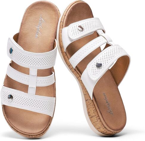 Littleplum Women Slides Sandals Arch Support Open Toe Walking Comfy Low Wedge Slides Adjustable Summer Shoes for Beach,Travel in Saudi Arabia