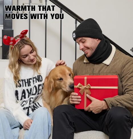 MELASA Winter Fleece Lined Beanie with a Light Scarf Gift Set for Men, Ski Mask Thermal Cold Weather Gear for Outdoor in Saudi Arabia