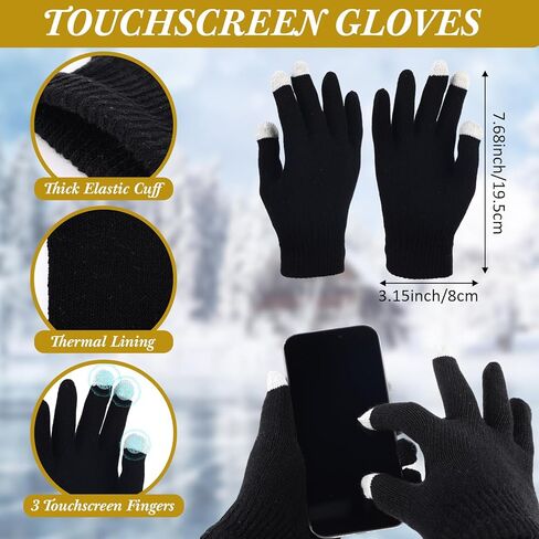 90 Pcs Hats Scarves Gloves Supplies Bulk Winter Beanie Hats Black Grey Grids Scarves Touchscreen Gloves Gift in Saudi Arabia