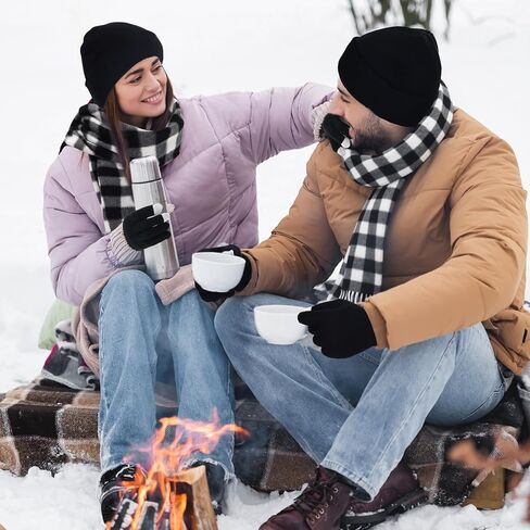 90 Pcs Hats Scarves Gloves Supplies Bulk Winter Beanie Hats Black Grey Grids Scarves Touchscreen Gloves Gift in Saudi Arabia