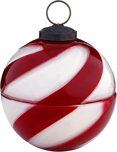 47th & Main Holiday Scented Candles Peppermint Ornament-Shaped Decorative Glass Candle for Home Decor, 3.75" Dia x 4" Tall, Red Vetiver Wood in Saudi Arabia
