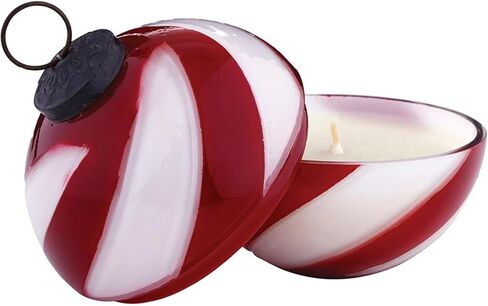 47th & Main Holiday Scented Candles Peppermint Ornament-Shaped Decorative Glass Candle for Home Decor, 3.75" Dia x 4" Tall, Red Vetiver Wood in Saudi Arabia