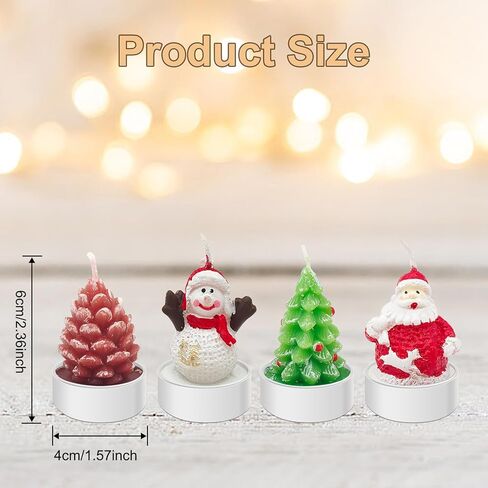 itechpanda 4 PCS Christmas Decoration Delicate Decorative Candles, Santa Claus, Snowman, Pine Cones, Christmas Tree, Shoes, House, Santa Hat Candles for Party Wedding Spa Home Decoration Gifts in Saudi Arabia