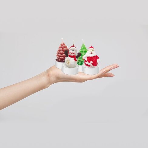 itechpanda 4 PCS Christmas Decoration Delicate Decorative Candles, Santa Claus, Snowman, Pine Cones, Christmas Tree, Shoes, House, Santa Hat Candles for Party Wedding Spa Home Decoration Gifts in Saudi Arabia