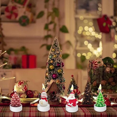 itechpanda 4 PCS Christmas Decoration Delicate Decorative Candles, Santa Claus, Snowman, Pine Cones, Christmas Tree, Shoes, House, Santa Hat Candles for Party Wedding Spa Home Decoration Gifts in Saudi Arabia