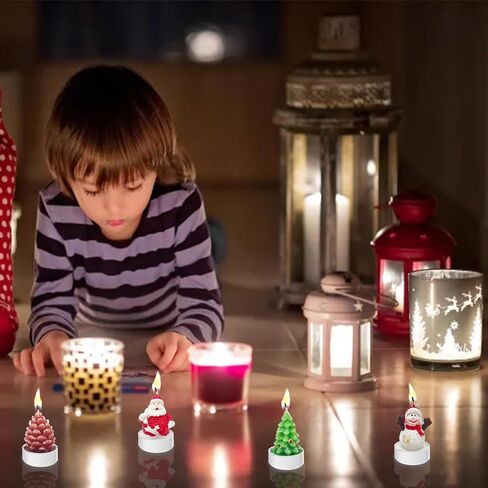 itechpanda 4 PCS Christmas Decoration Delicate Decorative Candles, Santa Claus, Snowman, Pine Cones, Christmas Tree, Shoes, House, Santa Hat Candles for Party Wedding Spa Home Decoration Gifts in Saudi Arabia