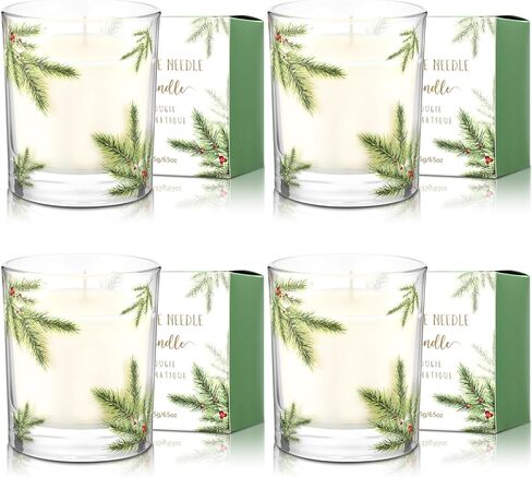 Nuanchu 4 Pack Christmas Fir Pine Needle Candle 6.5 oz Christmas Scented Candles Gifts with Fir Pine Needle Design Xmas Home Decor for Women and Men in Saudi Arabia