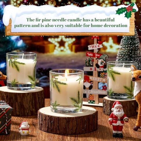 Nuanchu 4 Pack Christmas Fir Pine Needle Candle 6.5 oz Christmas Scented Candles Gifts with Fir Pine Needle Design Xmas Home Decor for Women and Men in Saudi Arabia