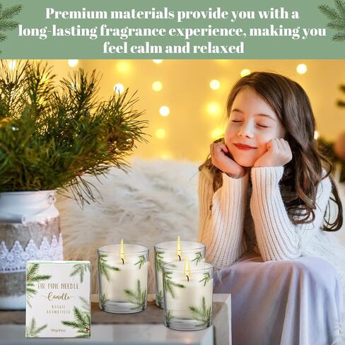 Nuanchu 4 Pack Christmas Fir Pine Needle Candle 6.5 oz Christmas Scented Candles Gifts with Fir Pine Needle Design Xmas Home Decor for Women and Men in Saudi Arabia