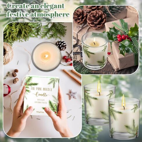 Nuanchu 4 Pack Christmas Fir Pine Needle Candle 6.5 oz Christmas Scented Candles Gifts with Fir Pine Needle Design Xmas Home Decor for Women and Men in Saudi Arabia