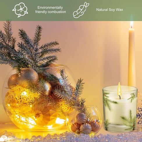 Nuanchu 4 Pack Christmas Fir Pine Needle Candle 6.5 oz Christmas Scented Candles Gifts with Fir Pine Needle Design Xmas Home Decor for Women and Men in Saudi Arabia