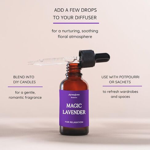 Magic Lavender Essential Oil Diffuser Blend by Aromafume | 1 x 30ml / 1 fl oz | Herbal & Fresh Scent for Relaxation & Meditation Bliss | Calming Aromatherapy Oil | Vegan & Cruelty-Free in Saudi Arabia
