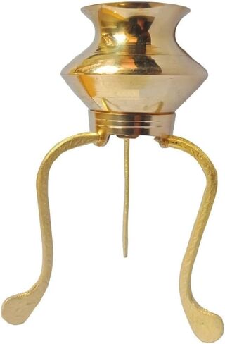 Narmadeshwar Shivling مع Jaldhara Abhishekam Set Stand Lota Trishul (مجموعة أطباق بوجا)، أسود، بني in Kuwait