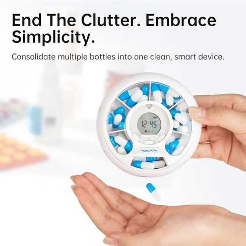 موزع حبوب الدواء الذكي VEXA VitaPal 7 مع تنبيهات التطبيق، منظم السفر المحمول والتذكيرات الصوتية القابلة للبرمجة للأجهزة اللوحية والكبسولات والفيتامينات وإدارة الأدوية in Kuwait