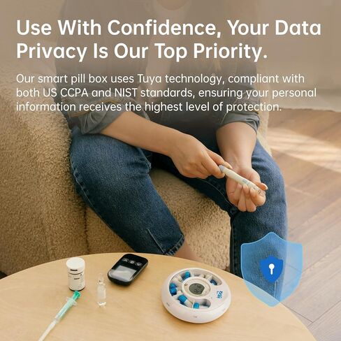 موزع حبوب الدواء الذكي VEXA VitaPal 7 مع تنبيهات التطبيق، منظم السفر المحمول والتذكيرات الصوتية القابلة للبرمجة للأجهزة اللوحية والكبسولات والفيتامينات وإدارة الأدوية in Kuwait