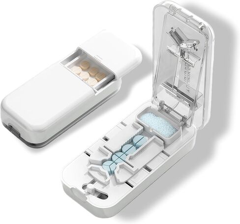 قاطع حبوب منع الحمل الدقيق مع دليل توسيط - تقسيم الكمبيوتر اللوحي متعدد الزوايا لمدة 1/2 ، 1/3 و 1/4 ، تشمل مقصورة الكسارة والتخزين (الأخضر) in Kuwait