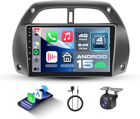 [4G+64G] Android Car Stereo for Toyota RAV4 2001-2006 Radio with Wireless Carplay Android Auto Radio, Hodozzy 9 inch Touch Screen with GPS, Mirror Link, Bluetooth, WiFi, DSP, FM/RDS Radio in Kuwait