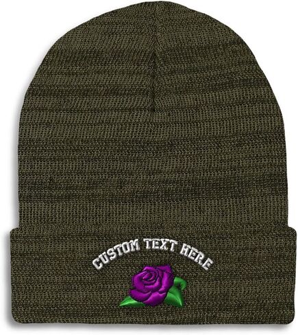 Custom Beanies for Men Purple Pose Embroidery Rose Winter Hats for Women Acrylic Skull Cap 1 Size in Saudi Arabia