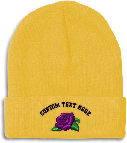 Custom Beanies for Men Purple Pose Embroidery Rose Winter Hats for Women Acrylic Skull Cap 1 Size in Saudi Arabia
