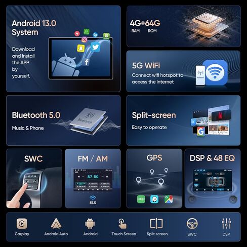 11.5 بوصة Qualcomm 8core Car Stereo Radio for Dodge RAM 1500 2500 3500 2013 2014 2015 2017 2017 2018 مع Carplay/Android Auto/Touchcreen/GPS Camerigation/HD Camera (3G+32G) in Kuwait