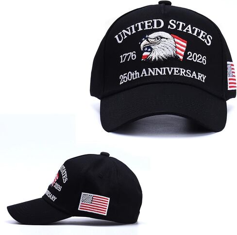 250th Anniversary Patriotic Baseball Cap (1776-2026) Embroidered USA Hat, Adjustable Unisex Bicentennial Gift in Saudi Arabia