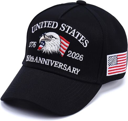 250th Anniversary Patriotic Baseball Cap (1776-2026) Embroidered USA Hat, Adjustable Unisex Bicentennial Gift in Saudi Arabia