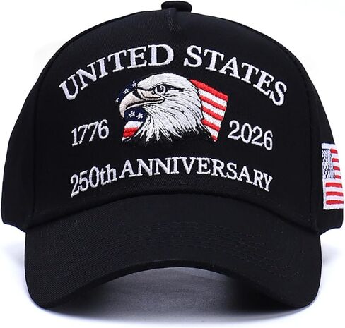 250th Anniversary Patriotic Baseball Cap (1776-2026) Embroidered USA Hat, Adjustable Unisex Bicentennial Gift in Saudi Arabia